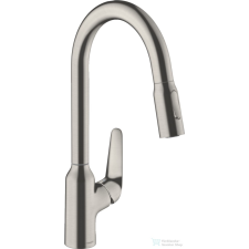 Hansgrohe FOCUS 220 kihúzható fejes mosogató csaptelep,2 jet, rozsdamentes acél hatású 71800800 csaptelep