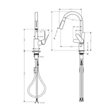 Hansgrohe Focus M41 240 konyhai kádbetét kivehető zuhannyal, fényes króm csaptelep