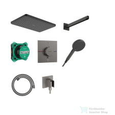 Hansgrohe RAINDANCE ALIVE Q komplett falsík alatti termosztátos zuhanyrendszer, szálcsiszolt fekete króm 24620340 csaptelep