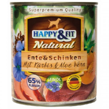 Happy&amp;Fit Happy Fit Natural Dog Konzerv Kacsa-Sonka Sütőtökkel-Aloe Verával 800g kutyaeledel