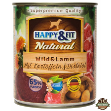 Happy&Fit Natural Dog Konzerv Vadhús & Bárány Burgonyával & Sáfrányolajjal 800g kutyaeledel