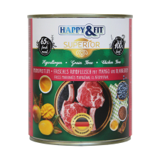 Happy&Fit Superior Konzerv Kutyáknak (Marha, Mangó és Áfonya) - 800 g kutyaeledel