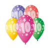  Happy Birthday 10 Star léggömb, lufi 5 db-os 13 inch (33 cm)