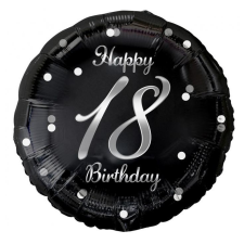 Happy Birthday 18 B&C Silver fólia lufi 36 cm party kellék