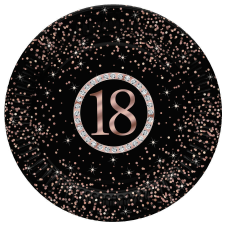 Happy Birthday 18 Rose Gold papírtányér 8 db-os 18 cm party kellék