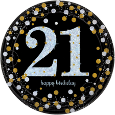  Happy Birthday 21 Gold papírtányér 8 db-os 23 cm party kellék