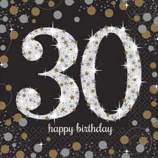 HAPPY BIRTHDAY 30 szalvéta man 16 db-os asztalterítő és szalvéta