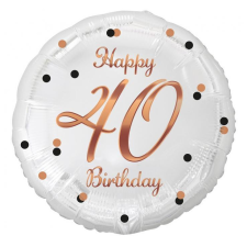 Happy Birthday 40 B&C White fólia lufi 36 cm party kellék