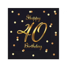  Happy Birthday 40 B&C Gold szalvéta 20 db-os 33x33 cm party kellék