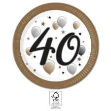 Happy Birthday 40 Milestone papírtányér 8 db-os 23 cm FSC party kellék