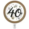  Happy Birthday 40 Milestone papírtányér 8 db-os 23 cm FSC
