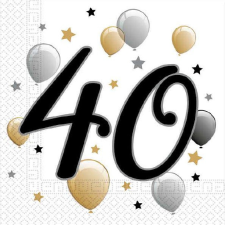 Happy Birthday 40 Milestone szalvéta 20 db-os 33x33 cm party kellék