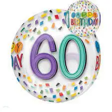  Happy Birthday 60 Gömb Fólia lufi 40 cm party kellék
