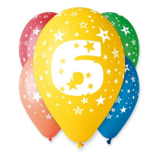 Happy Birthday 6 Star léggömb, lufi 5 db-os 12 inch (30cm) party kellék