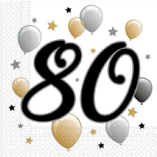  Happy Birthday 80 Milestone szalvéta 20 db-os 33x33 cm papírárú, csomagoló és tárolóeszköz