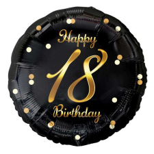 Happy Birthday Black-Gold 18 fólia lufi 36 cm party kellék