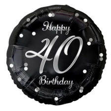 Happy Birthday Black-Silver 40 fólia lufi 36 cm party kellék