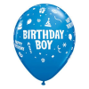  Happy Birthday Boy Blue léggömb, lufi 6 db-os 11 inch (28 cm)