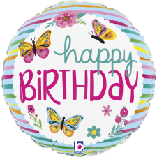  Happy Birthday Butterflies mini fólia lufi 19 cm (WP) party kellék