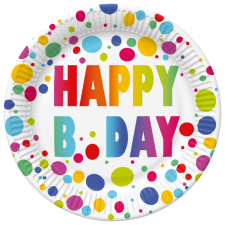  Happy Birthday Dots papírtányér 8 db-os 18 cm party kellék
