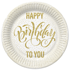  Happy Birthday Dotted Gold papírtányér 8 db-os 22,7 cm party kellék