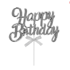  Happy Birthday-ezüst party kellék