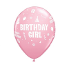  Happy Birthday Girl Pink léggömb, lufi 6 db-os 11 inch (28 cm)
