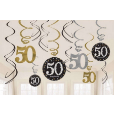  Happy Birthday Gold 50 Szalag dekoráció 12 db-os szett party kellék