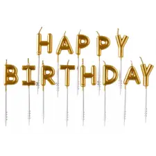  Happy Birthday Gold gyertya 7,3 cm party kellék
