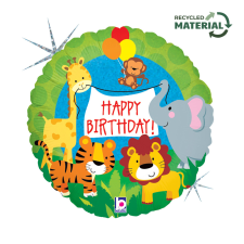  Happy Birthday Jungle Animals Holo fólia lufi 46 cm party kellék