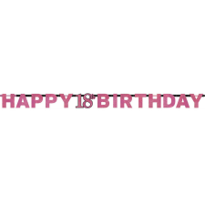 Happy Birthday Pink 18 hologramos felirat 213 cm party kellék