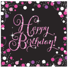 Happy Birthday Pink szalvéta 16 db-os 33x33 cm papírárú, csomagoló és tárolóeszköz