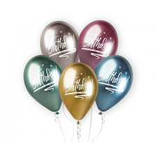 Happy Birthday Shiny léggömb, lufi 5 db-os 13 inch (33 cm) party kellék