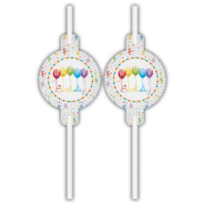  Happy Birthday Streamers papír szívószál 4 db-os szett dekorációs kellék