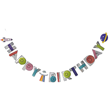 Happy Birthday születésnapi banner – Űrutazás, űrhajós party kellék