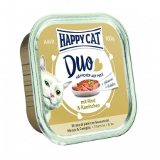HAPPY CAT DUO PÁSTÉTOMOS FALATKÁK MARHA-NYÚL 100g macskaeledel