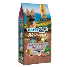 Happy&Fit Happy&amp;Fit Natural Adult Rind&amp;Reis XL 12kg kutyaeledel
