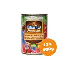 Happy&Fit Natural Dog Konzerv Senior Bárány&Marha Zabliszttel&Lenmagolajjal 12x400g kutyaeledel