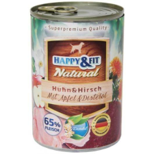 Happy&Fit Natural felnőtt, csirke, szarvas, alma – 6×400 g kutyaeledel