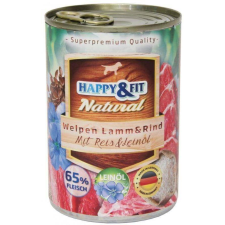 Happy&Fit Natural kölyök, bárány, marha, rizs 6x400g kutyaeledel