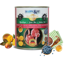 Happy&Fit Superior 100% Monoprotein - Friss marhahús mangóval és áfonyával 6x400g kutyaeledel
