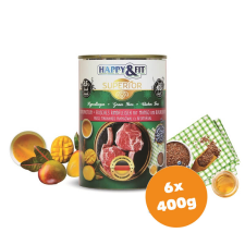 Happy&Fit Superior Dog Konzerv Friss Marhahús mangóval, áfonyával 6x400g kutyaeledel