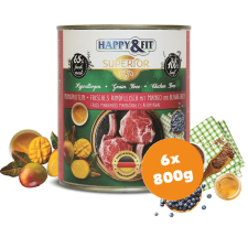 Happy&Fit Superior Dog Konzerv Friss Marhahús mangóval, áfonyával 6x800g kutyaeledel