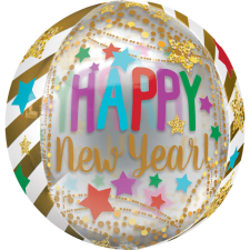 Happy New Year Gömb Fólia lufi 40 cm party kellék