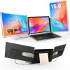  Háromszorosan kihúzható monitor 13"-17,3"-es laptophoz, Qova®, 15,6"-os képernyővel, IPS Full HD 1080P kijelzővel, Windows/Mac/Linux kompatibilis, hordozható és multifunkcionális kialakítás,