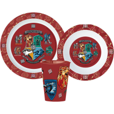 Harry Potter School Shields étkészlet, micro műanyag szett, pohárral 260 ml babaétkészlet