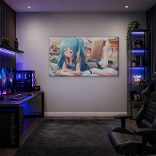  Hatsune Miku a szobájában magazint nézve vászonkép dekoráció