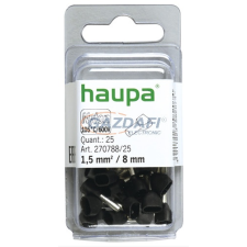 HAUPA 270788 Szigetelt iker érvéghüvely, 1,5mm2, 8mm, fekete, 25db/cs villanyszerelés