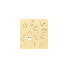  Házikó madarakkal, virágokkal. Tábla mérete: 110x115 mm dekorációs kellék