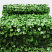 HAZRAVALÓ Erkélytakaró, kerítéstakaró belátásgátló egyszínű, zöld műsövény korlát takaró háló élethű szőtt levelekkel 300x150 cm kerítésre, erkélyre levél forma redőny